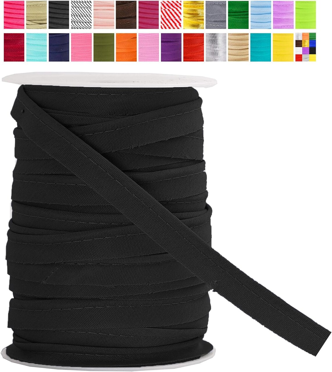 Black Maxi Piping Bias Tape with Welting Cord for Upholstery Piping Trim - Black Piping Cord Black Trim for Sewing - 1/2 Inch 55 Yards Lip Cord Trim